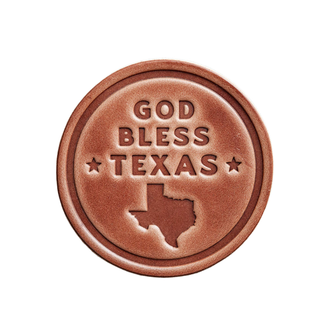 God Bless Texas Leather Coaster