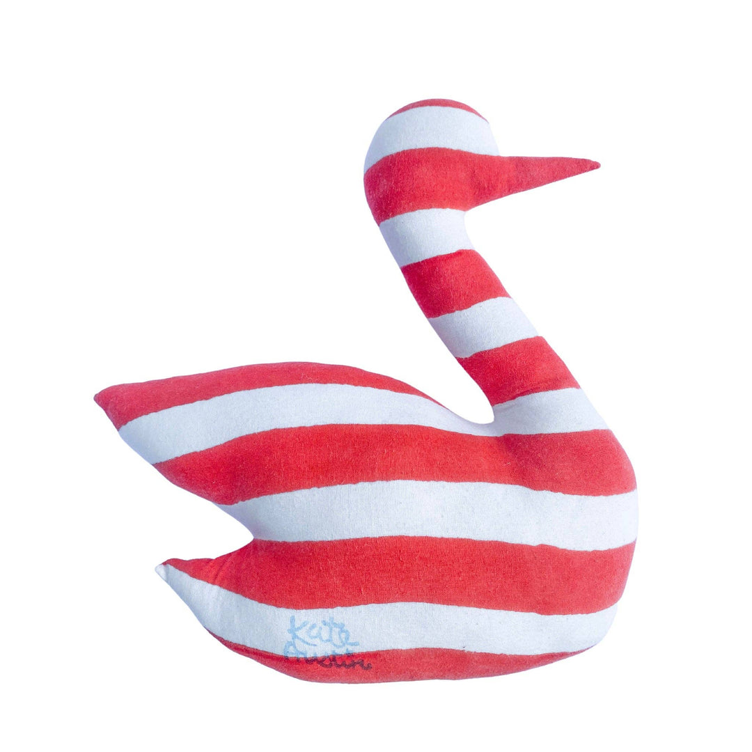 Red Stripe Swan Pillow