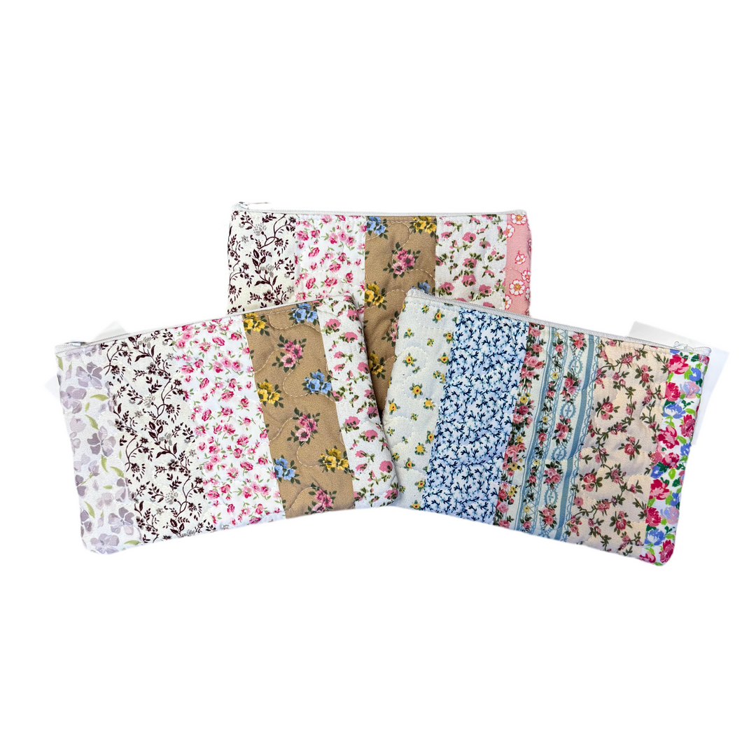 Paige Patchwork Stripe Quilted Small Cosmetic Bag