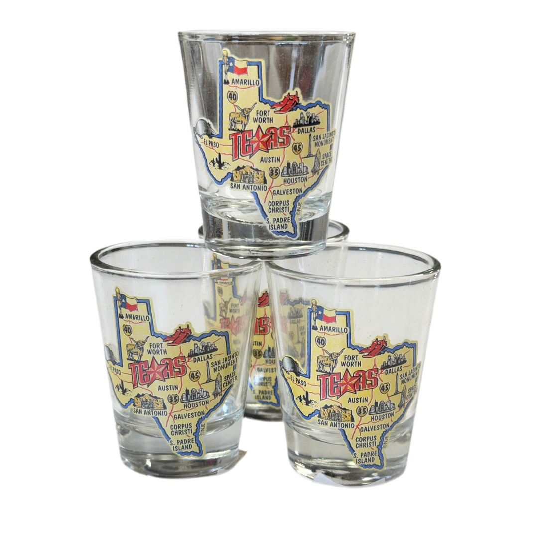Explore Texas Map Shot Glass