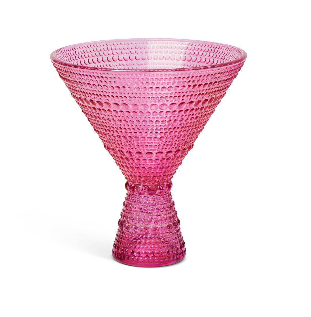 Dotted Pink Iridescent Martini Glass