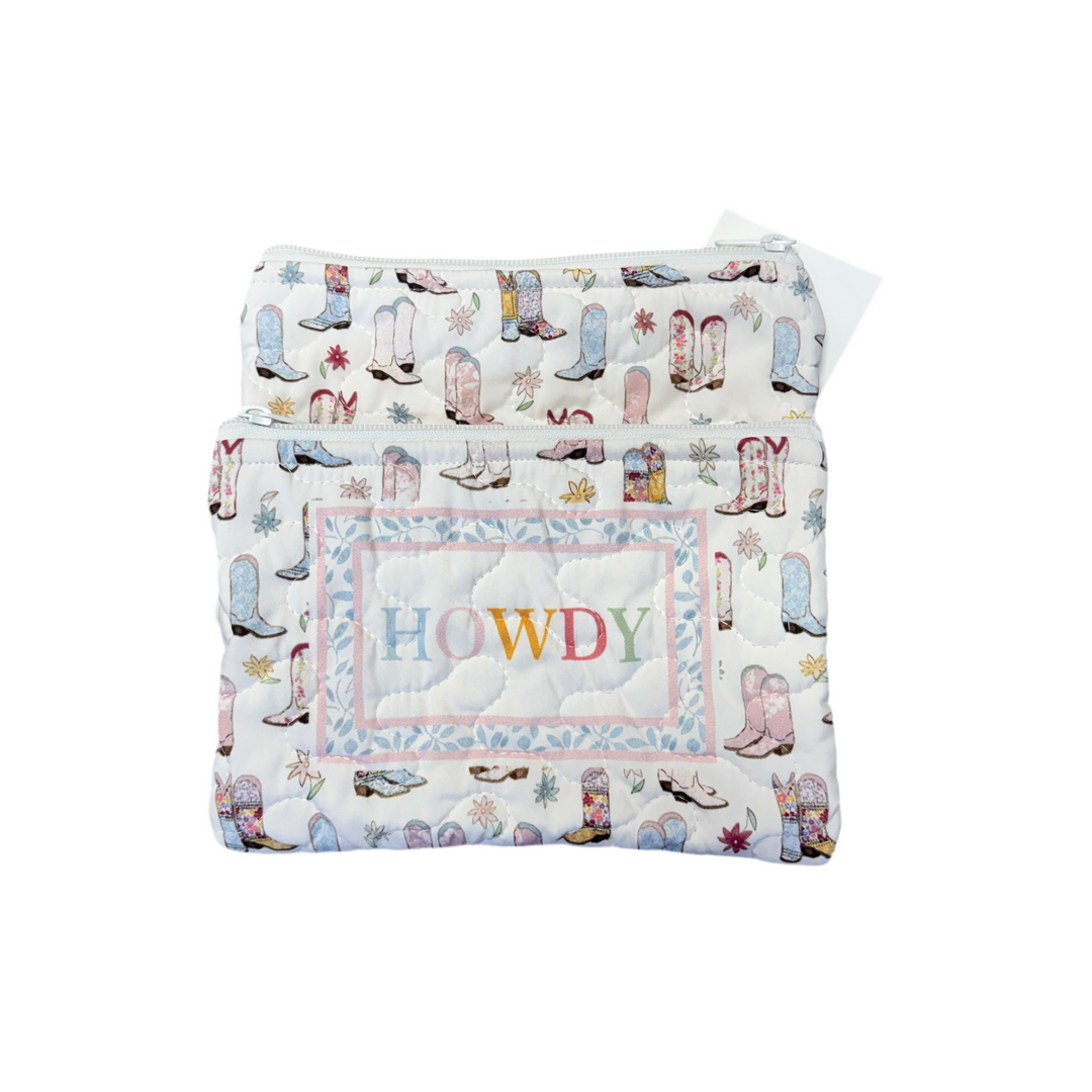 Howdy Patchwork Quilted Small Cosmetic Bag