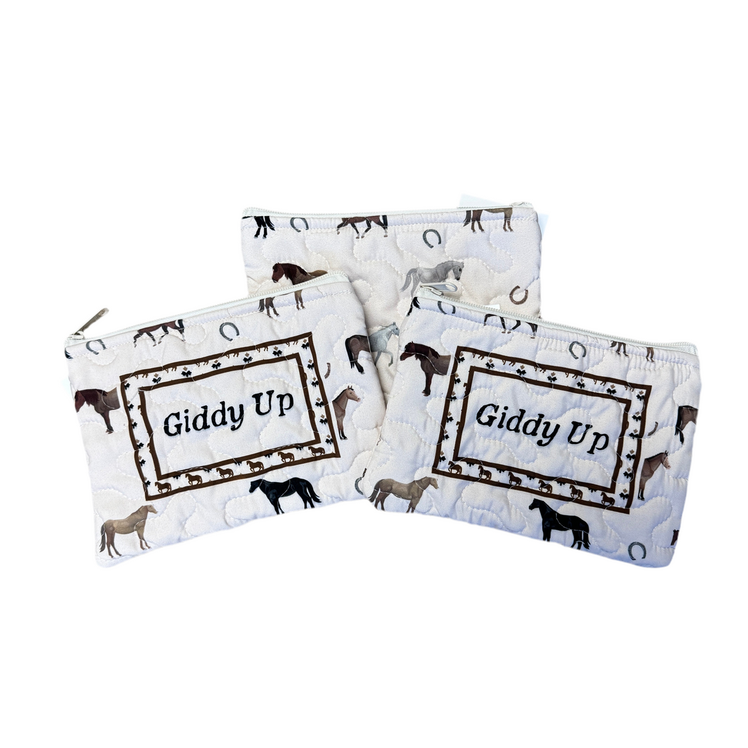 Giddy Up Quilted Small Cosmetic Bag