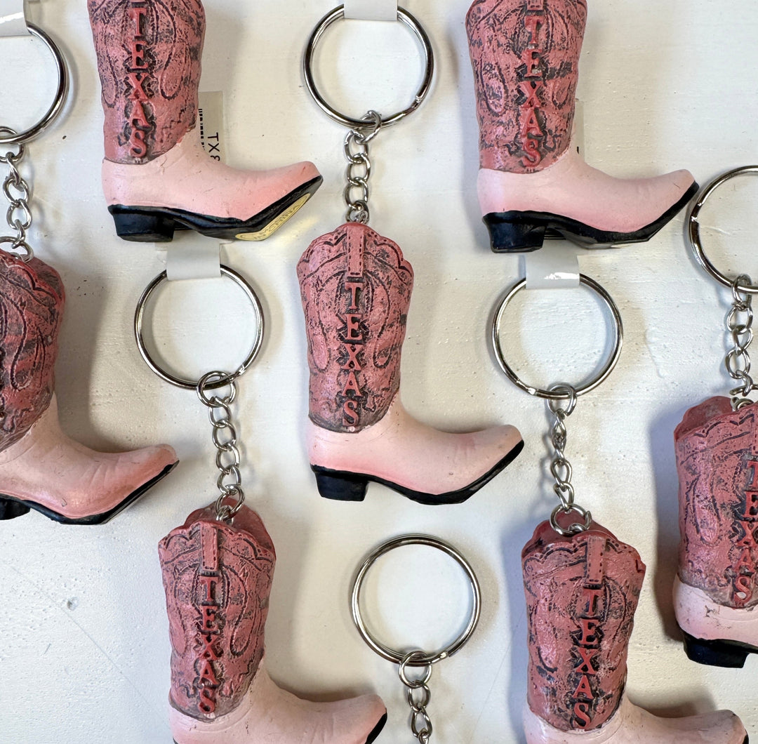 Pink Texas Boot Keychain