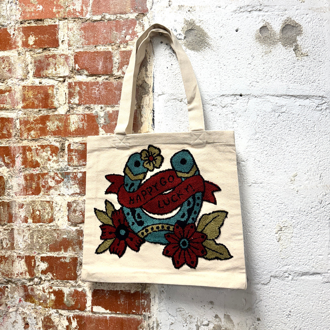 Happy Go Lucky Canvas Tote