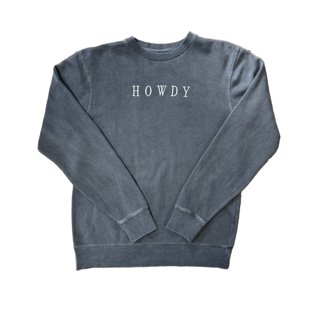 Howdy Embroidered Wave Wash Crewneck