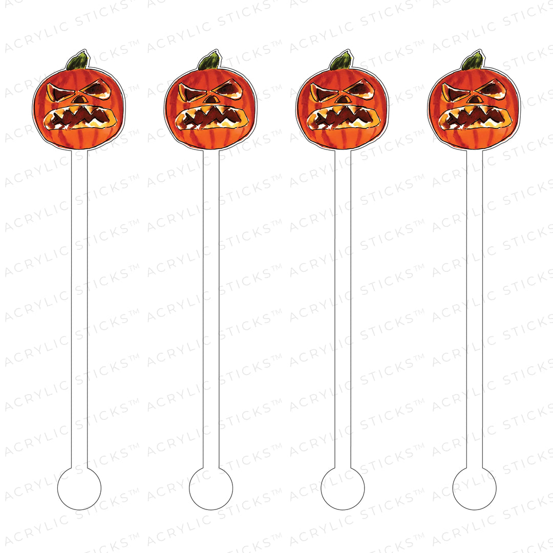 Spooky Jack O' Lantern Acrylic Stir Stick Set of 4
