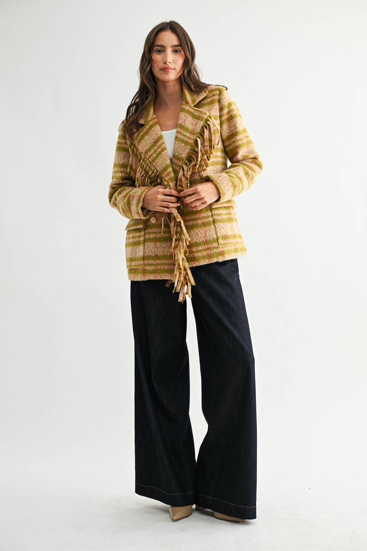Kennedy Plaid Fringe Jacket
