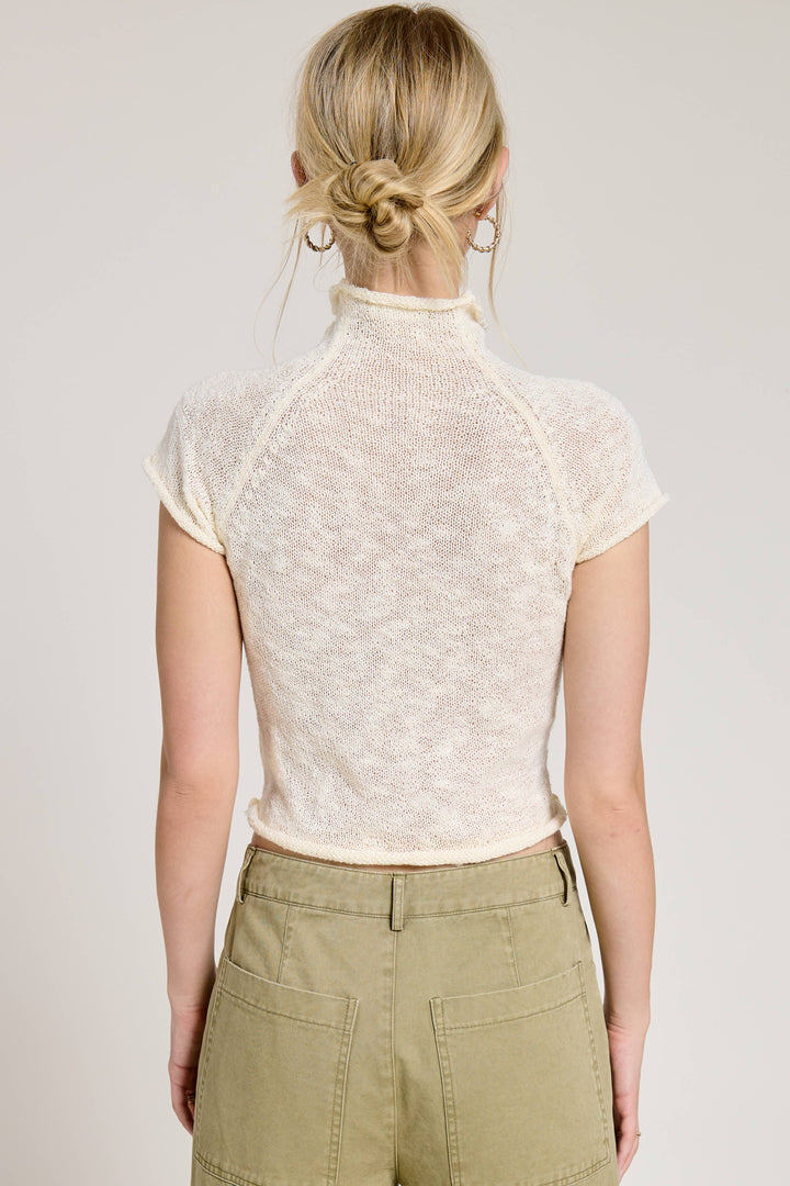 Elle Sheer Knit Mock Neck Top
