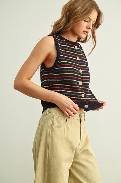 Maisie Striped Button Top