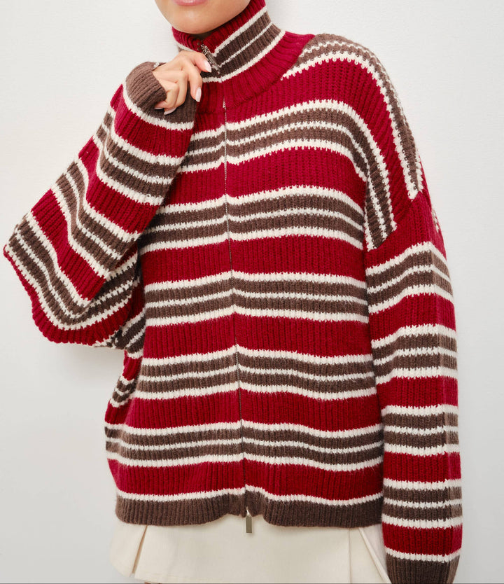 Ari Striped Mock Neck Jacket