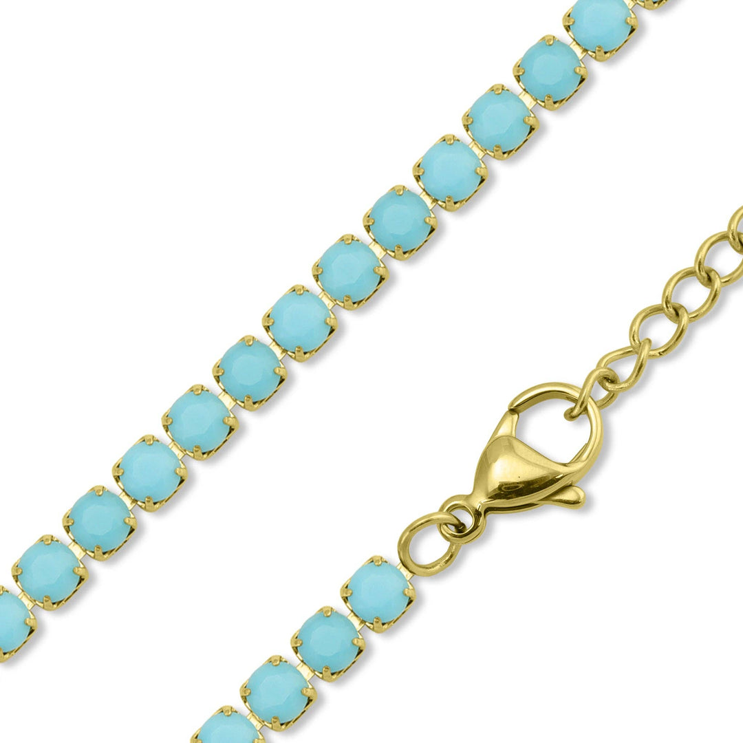 Turquoise Rhinestone Tennis Chain Necklace