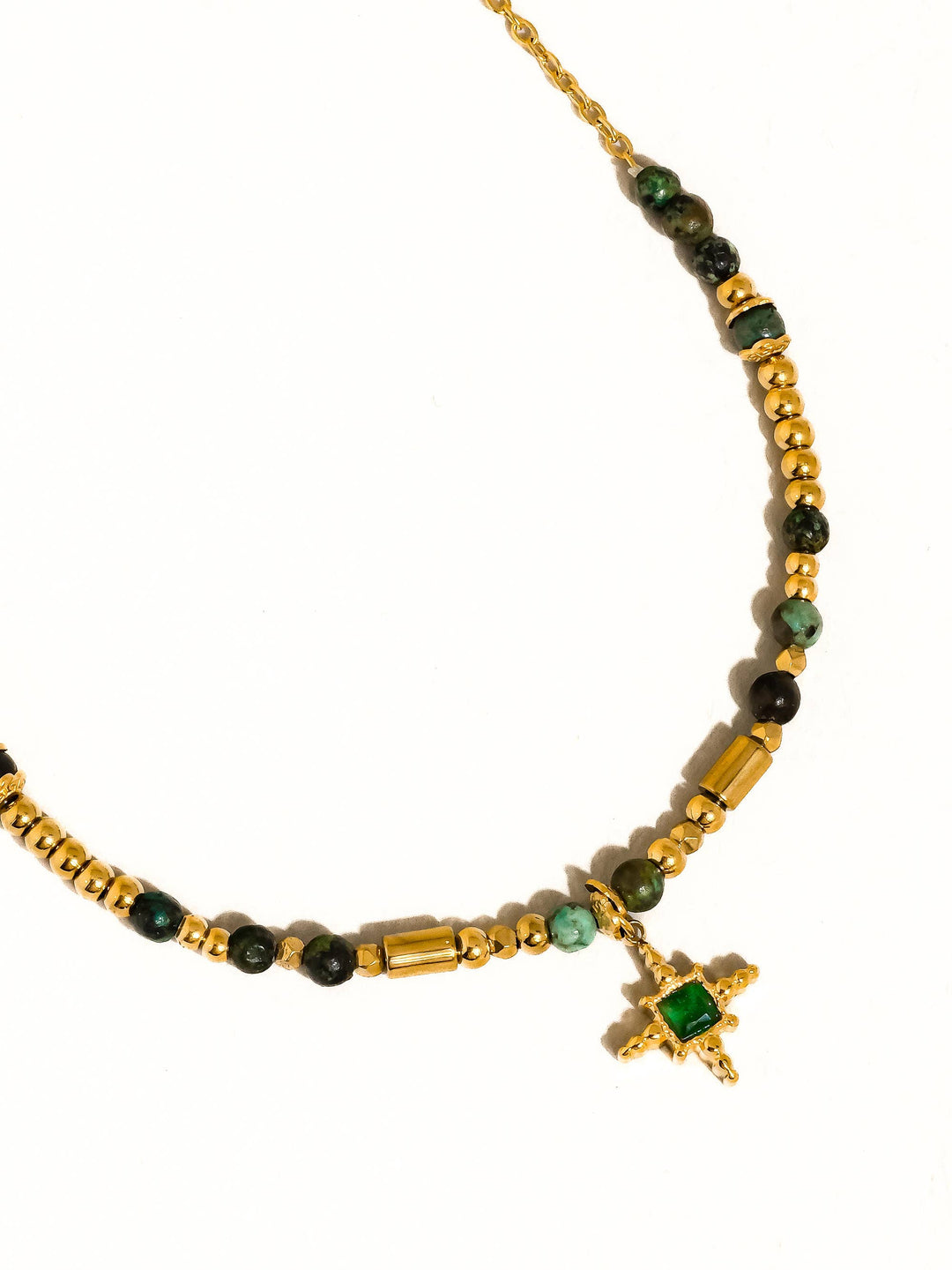 Irie Beaded Green Gemstones Necklace