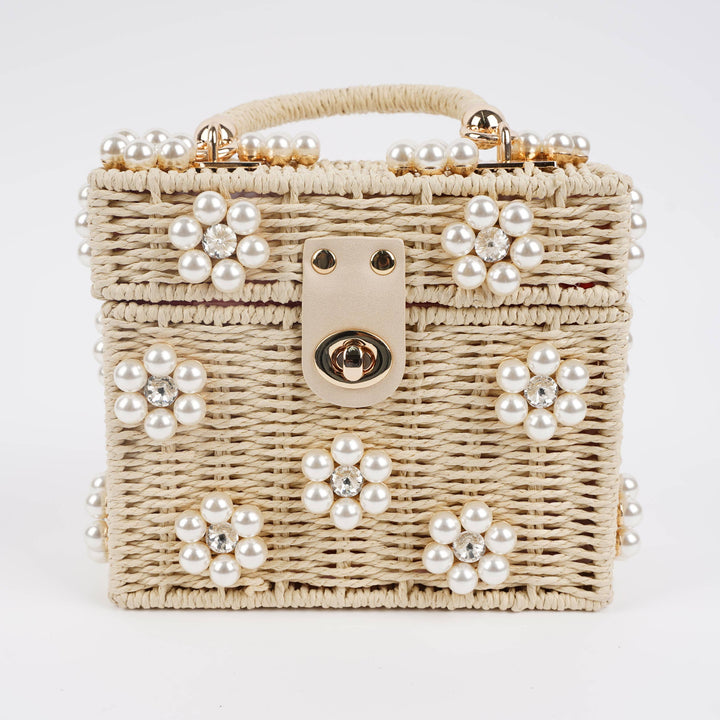Wicker Bucket Daisy Flower Purse