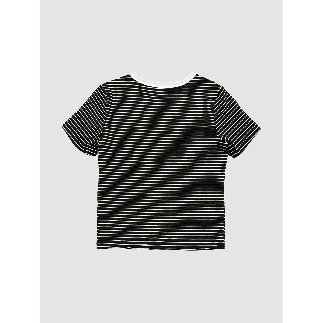 Stripped Cropped Basic Tee