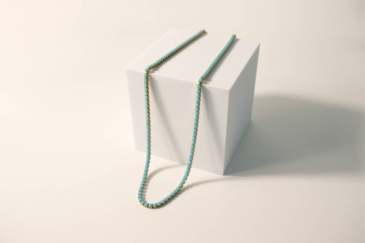 Turquoise Rhinestone Tennis Chain Necklace