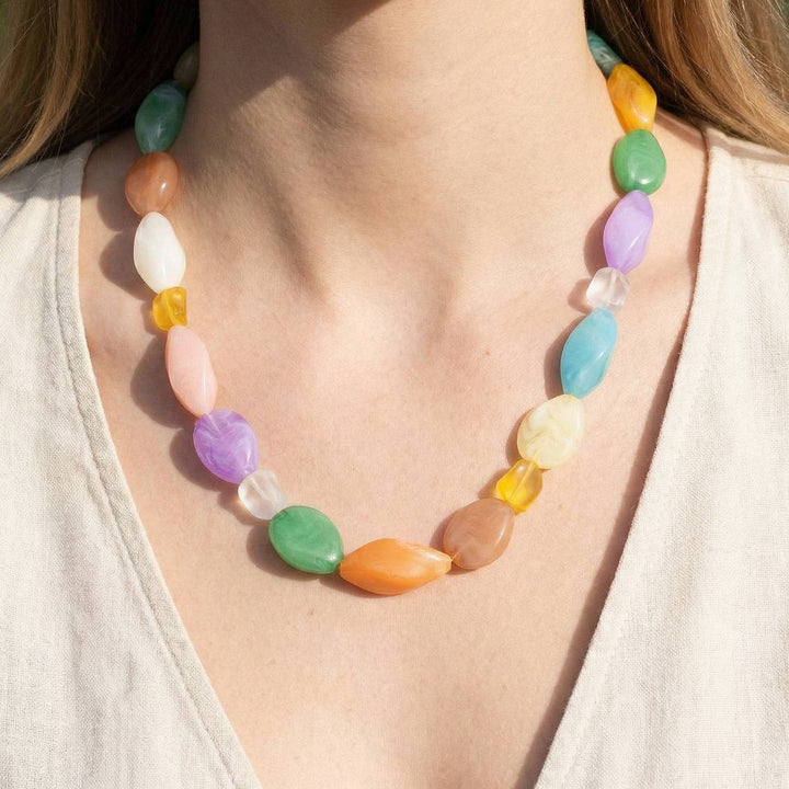 Irregular Chunky Marble Beads Necklace