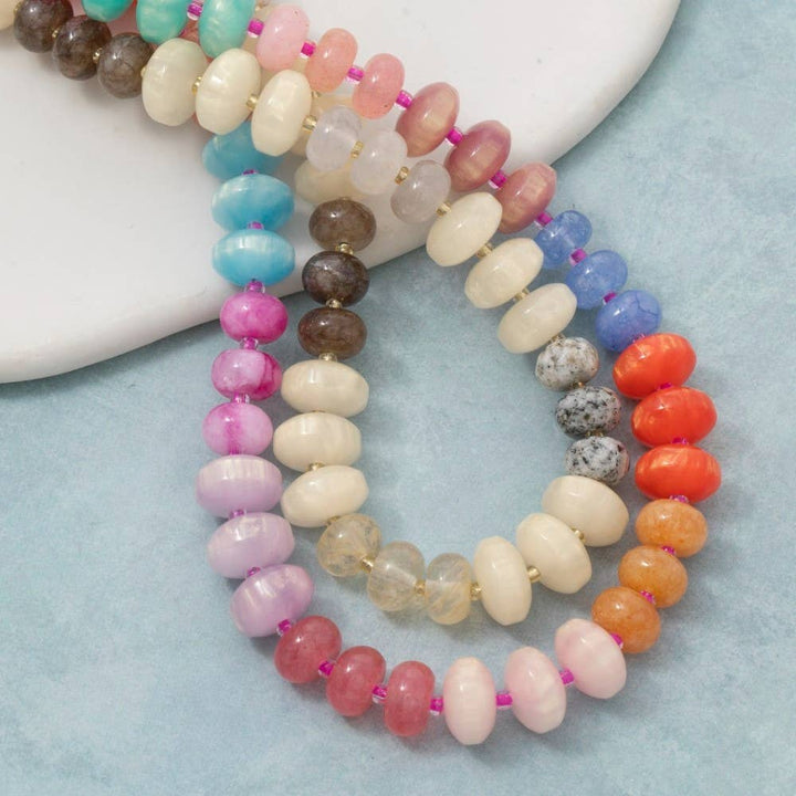 Mixed Glass Disc Beaded Necklace
