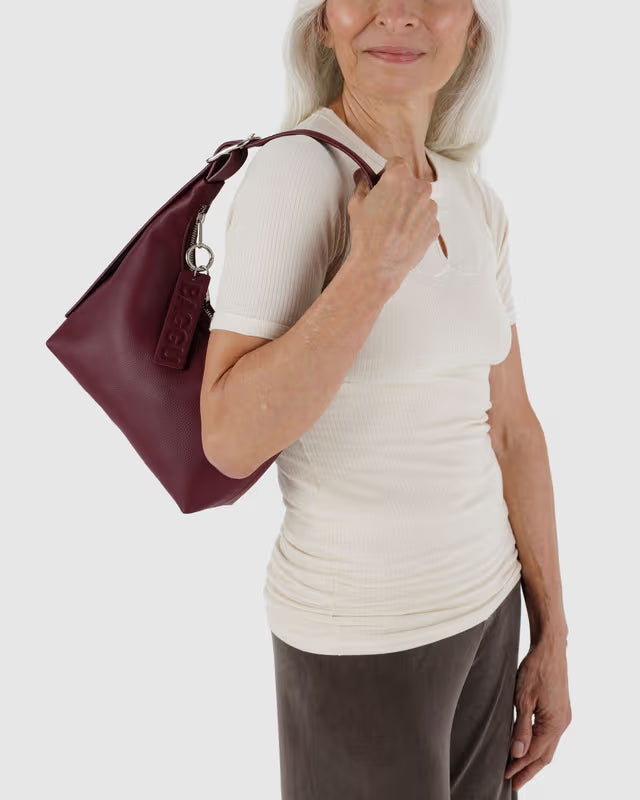 Baggu Mini Mahogany Leather Shoulder Bag