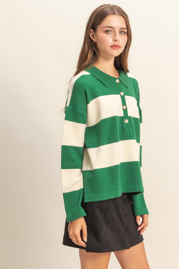 Sophia Striped Polo Sweater