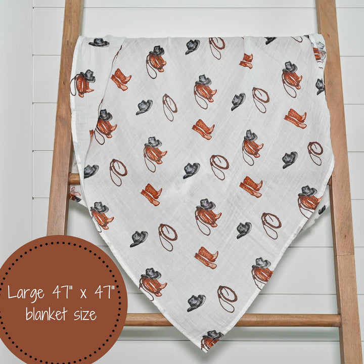Life Is Better In Boots Western Baby Swaddle Blanket
