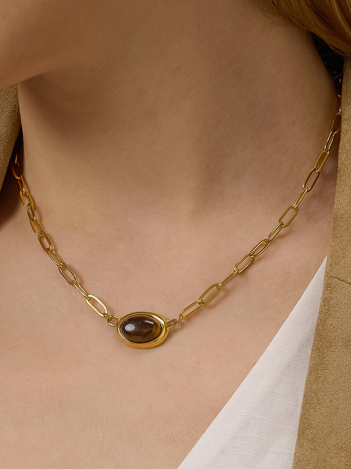 Shay Oval Stone Chain Necklace