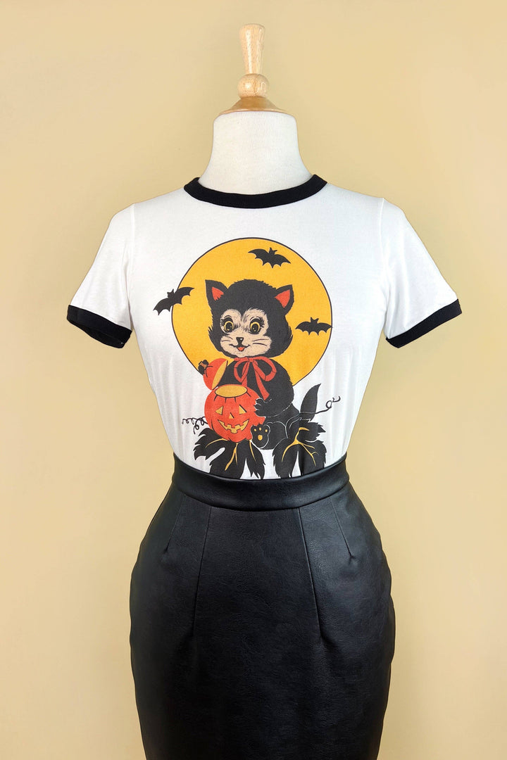 Black Cat Ringer Tee