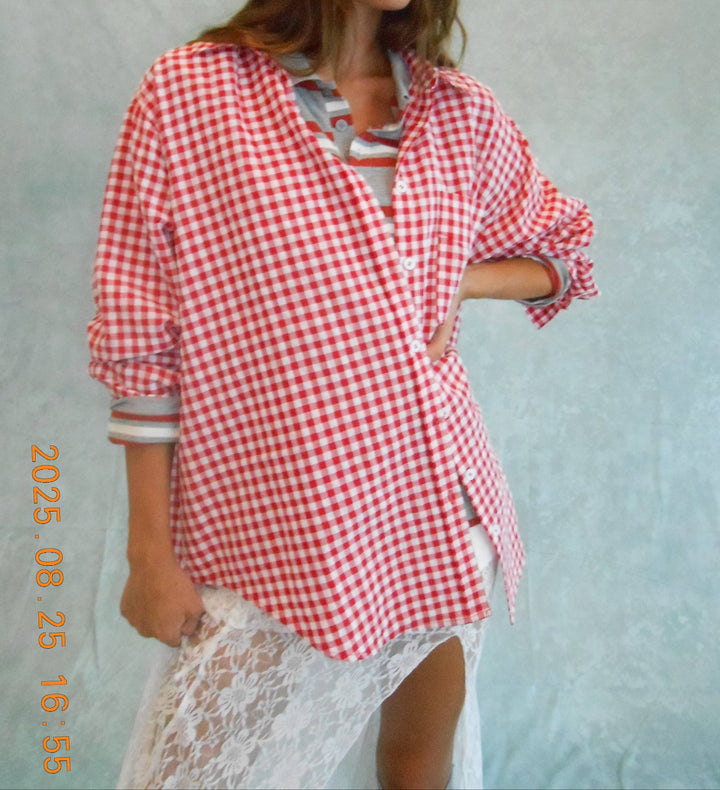 Iris Oversized Gingham Button Down Shirt