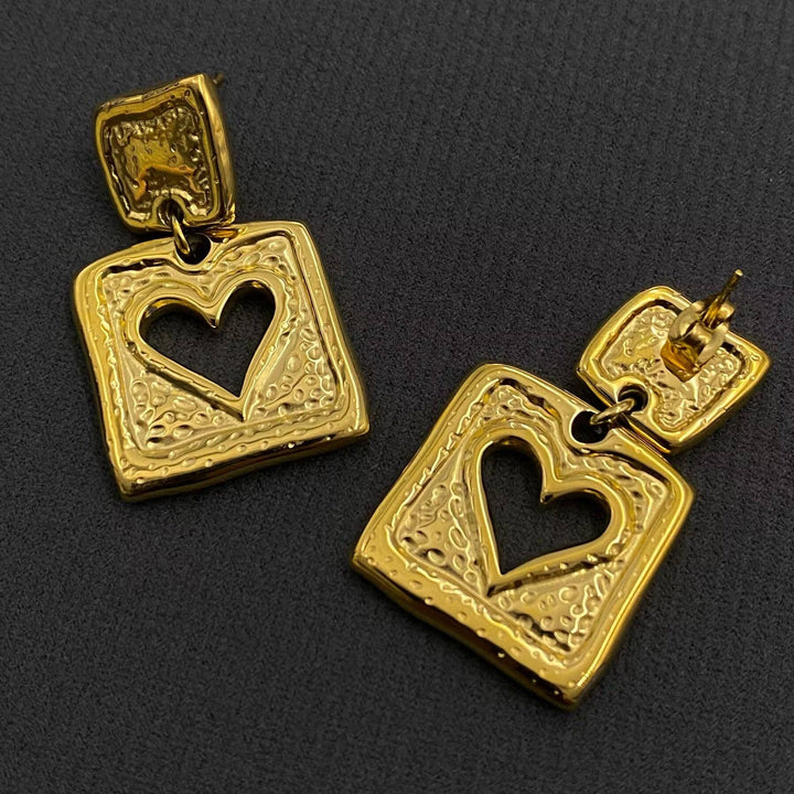 Square Hollow Heart Earrings