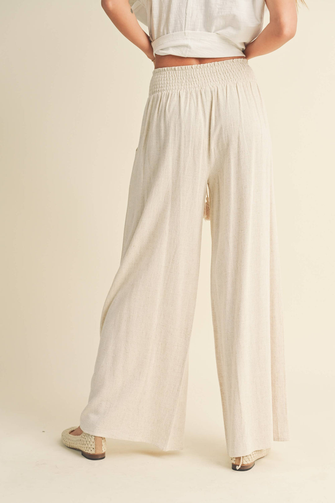 Lena Linen Smocked Waist Pants