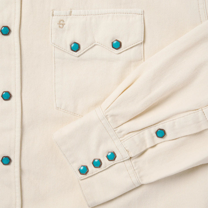 Stetson Turquoise Snap Western Denim Shirt