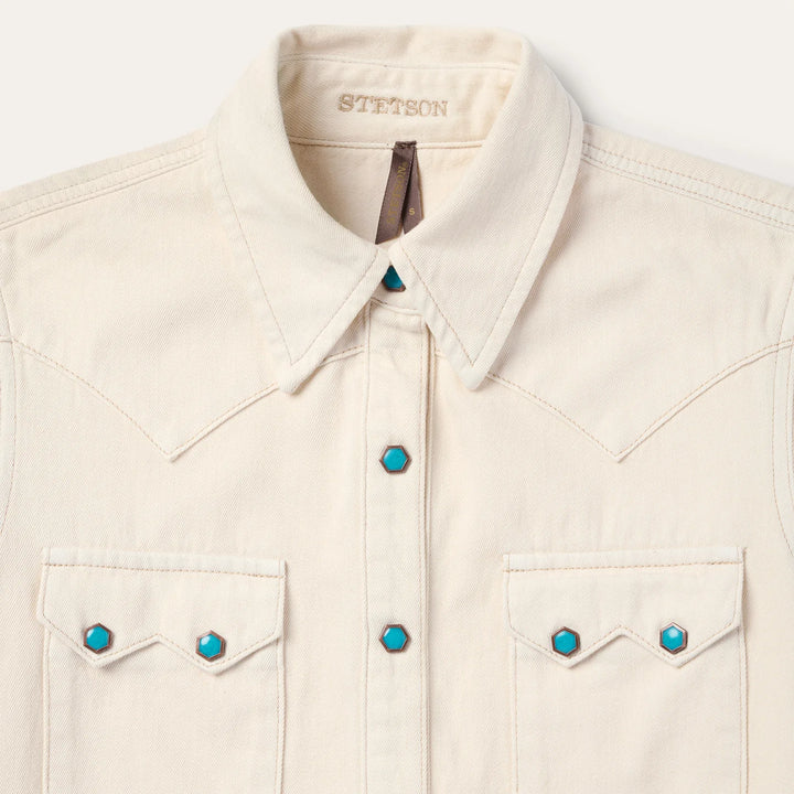 Stetson Women's Turquoise Snap Western Denim Shirt