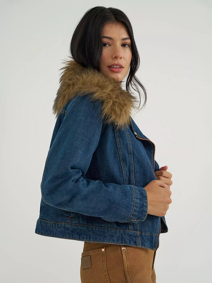 Wrangler x Lainey Wilson Denim Moto Jacket
