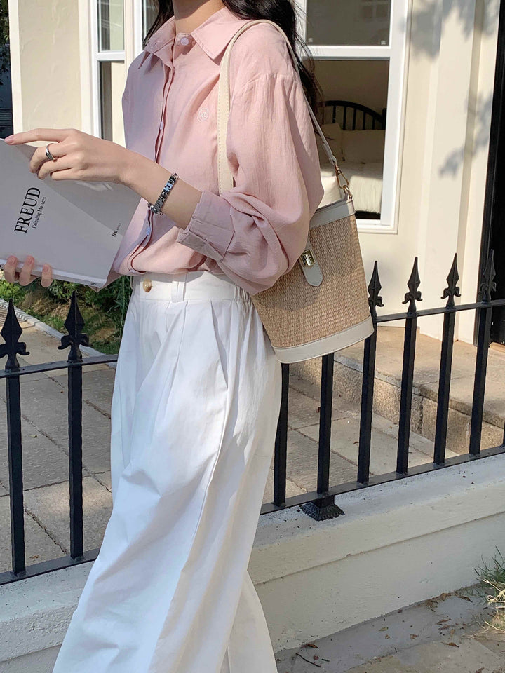 Flat Straw Crossbody Bag