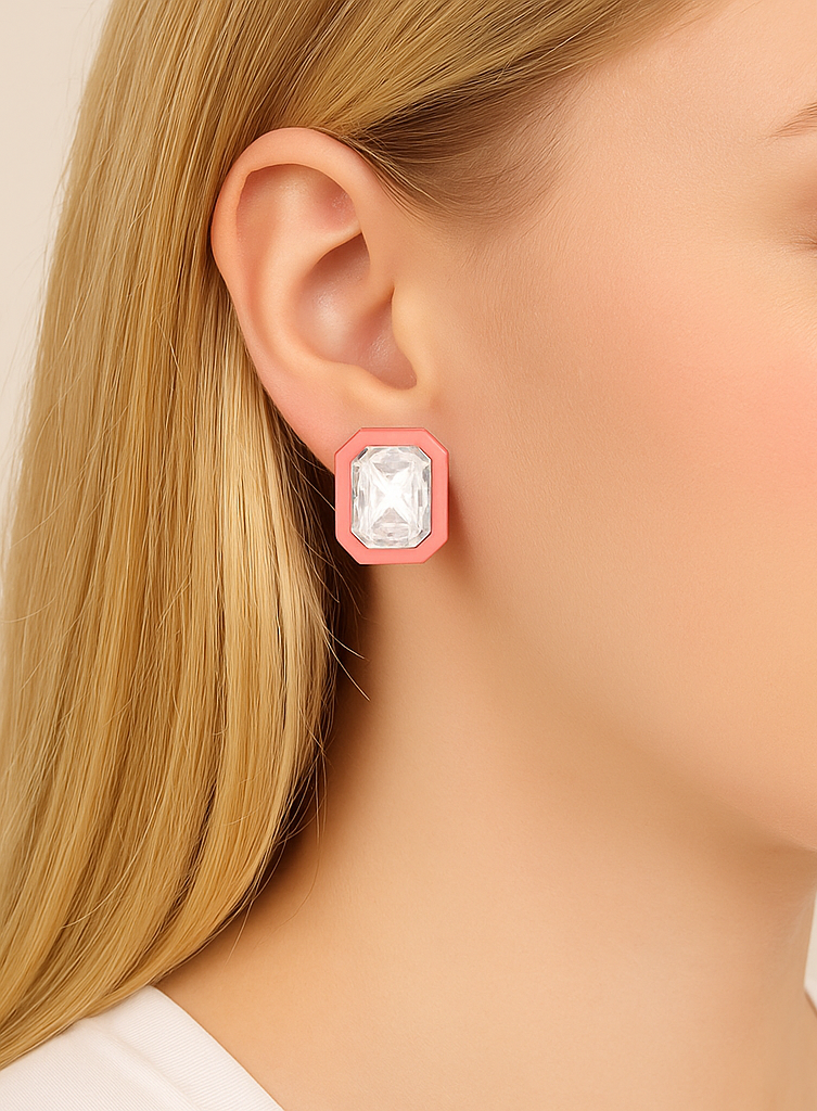 Eva Statement Earrings - Pink