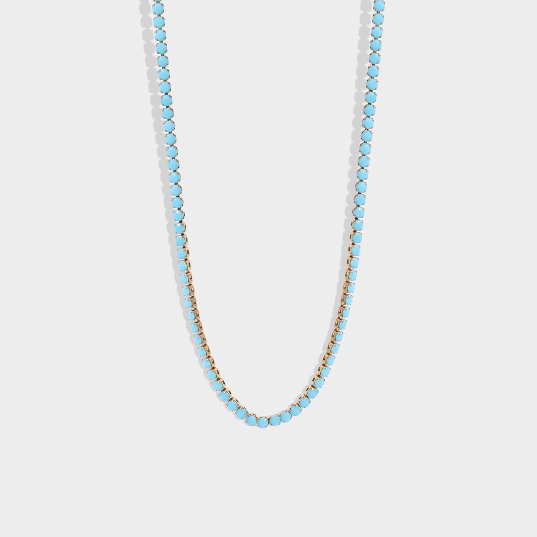 Turquoise Rhinestone Tennis Chain Necklace
