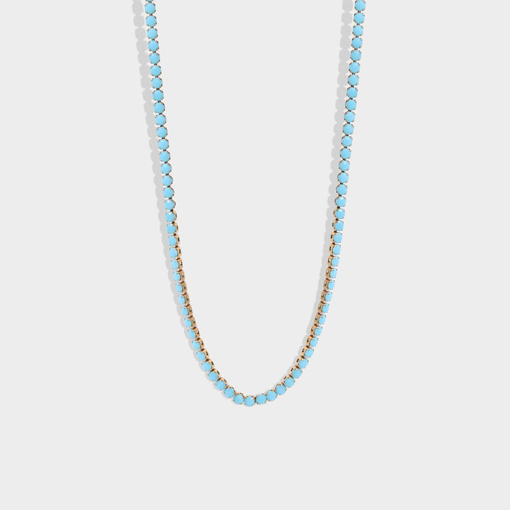 Turquoise Rhinestone Tennis Chain Necklace