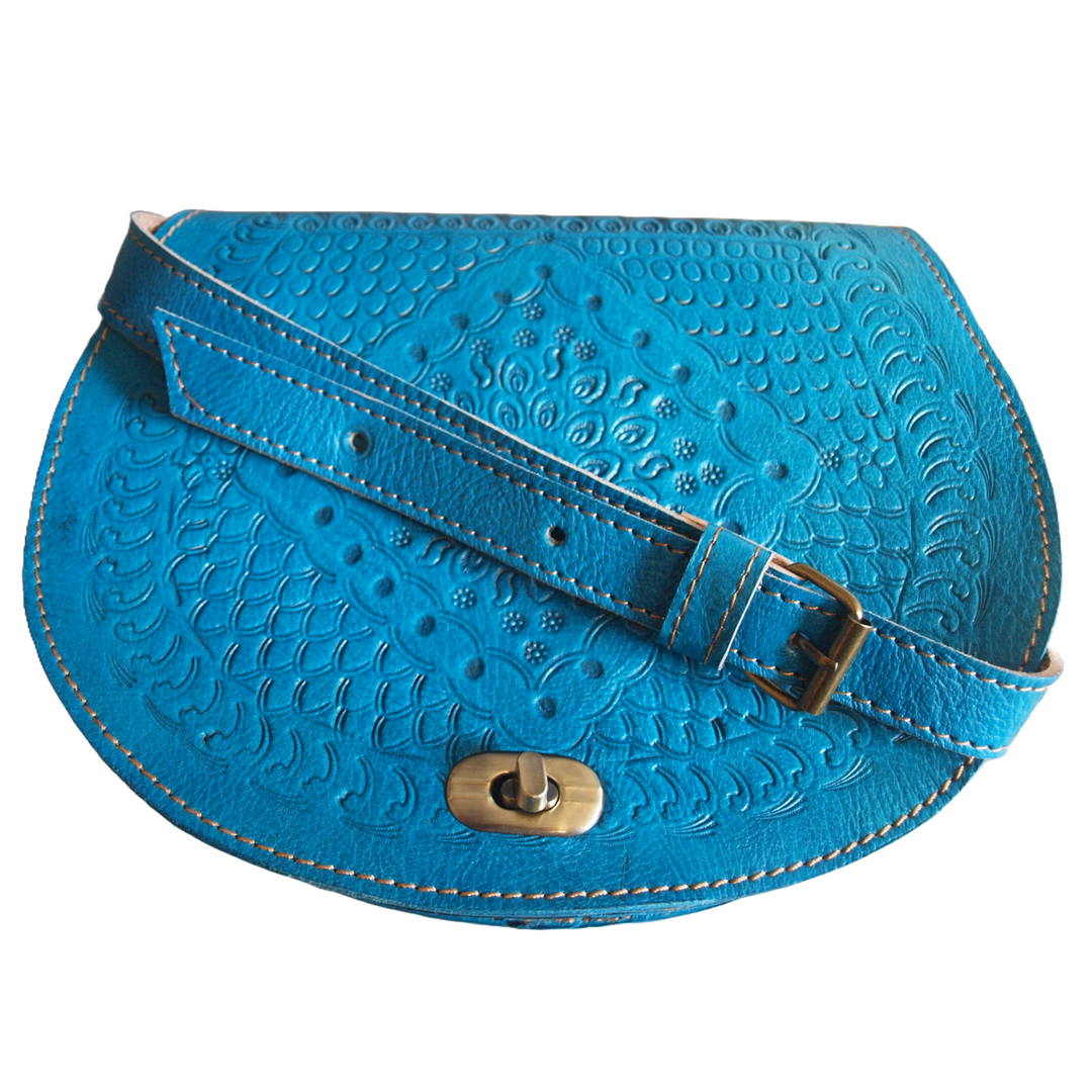 Juniper Embossed Leather Saddle Bag