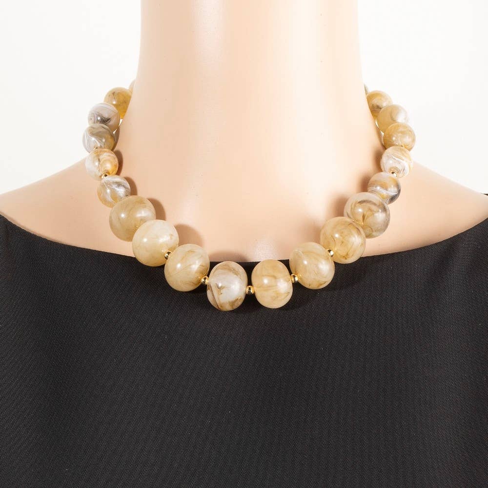 Large Marble Resin Beaded Necklace