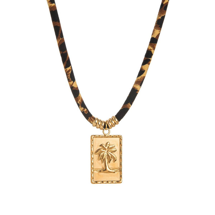 Leopard Velvet Charm Necklace