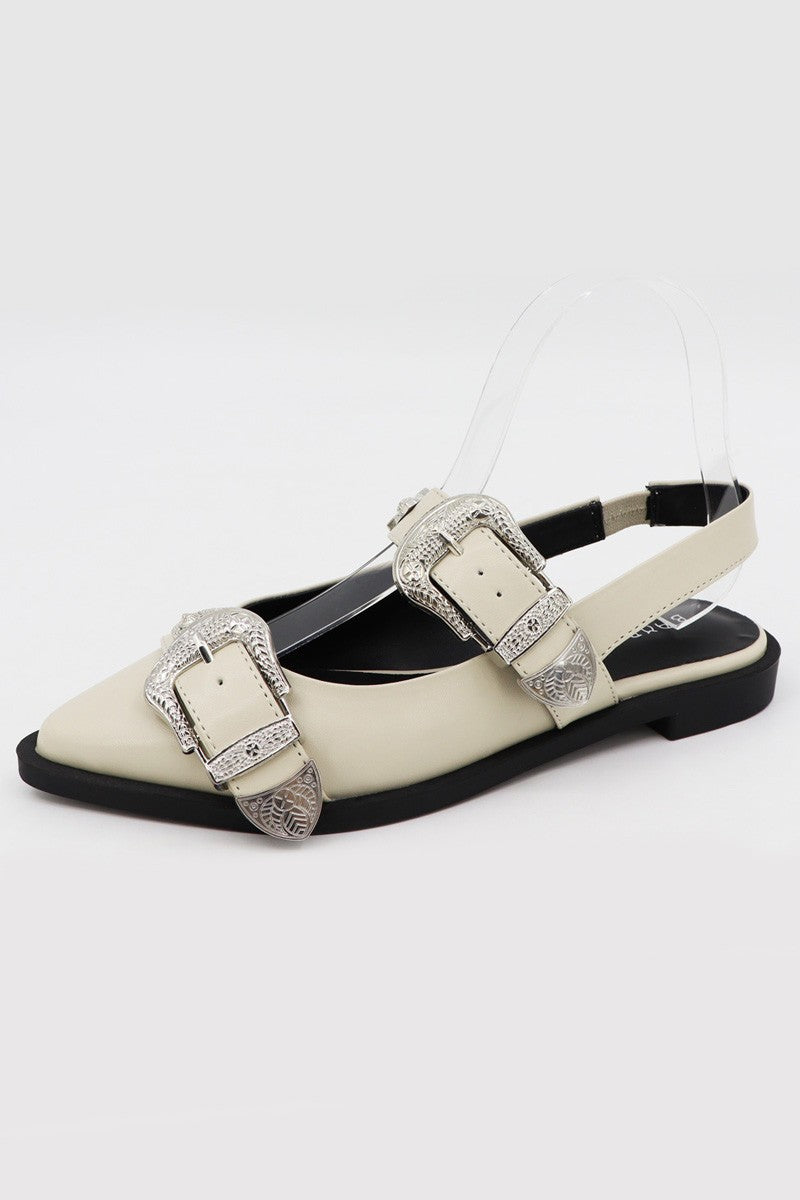 Livy Western Buckle Flats