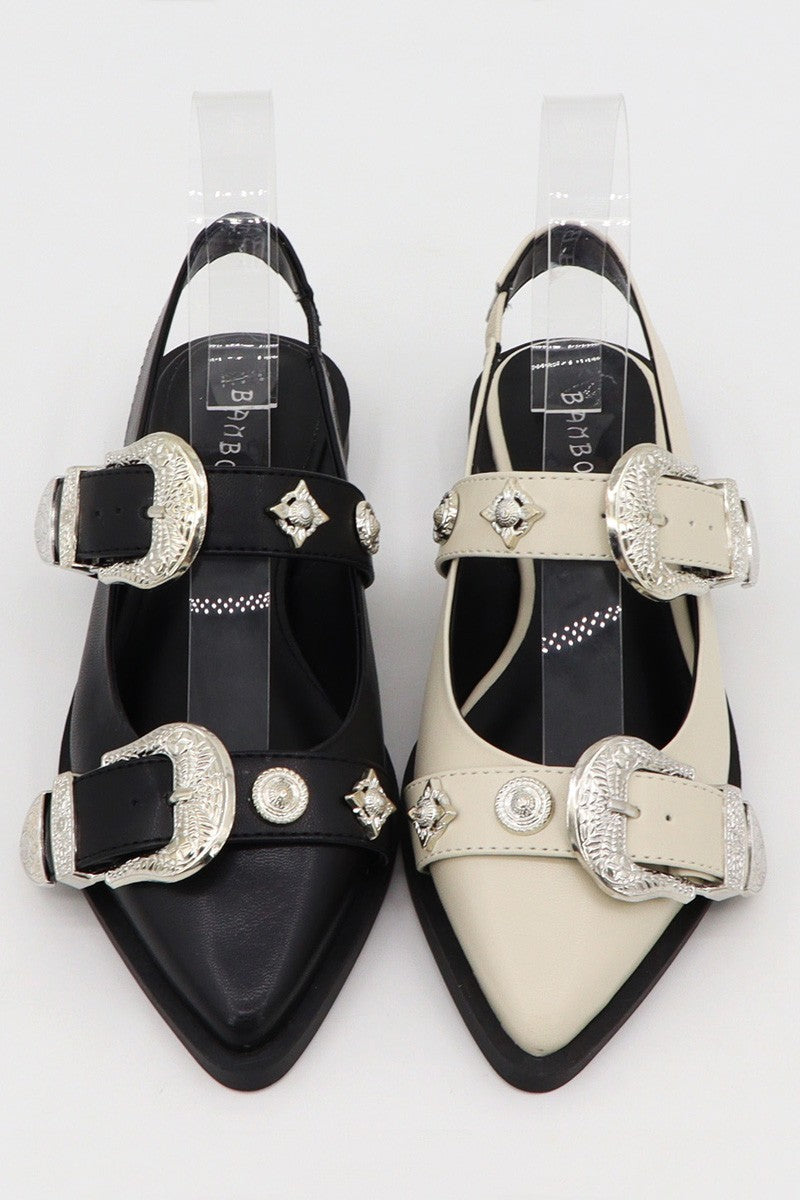 Livy Western Buckle Flats