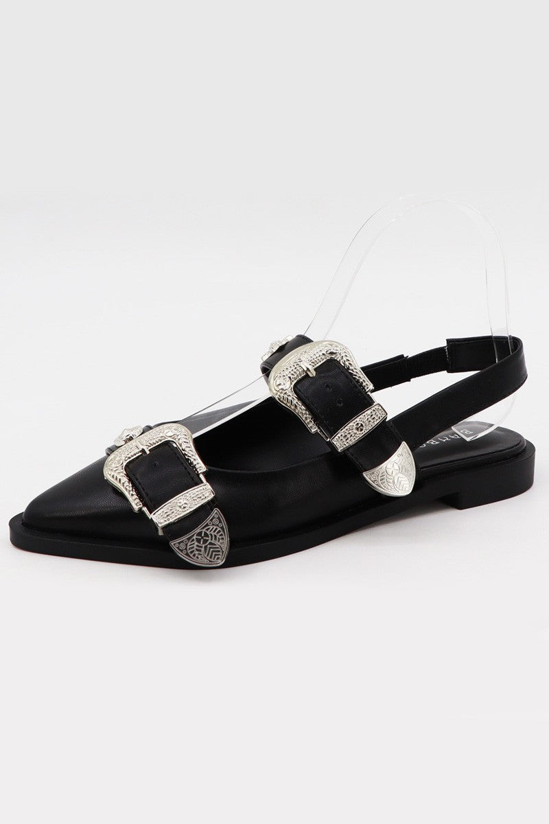 Livy Western Buckle Flats