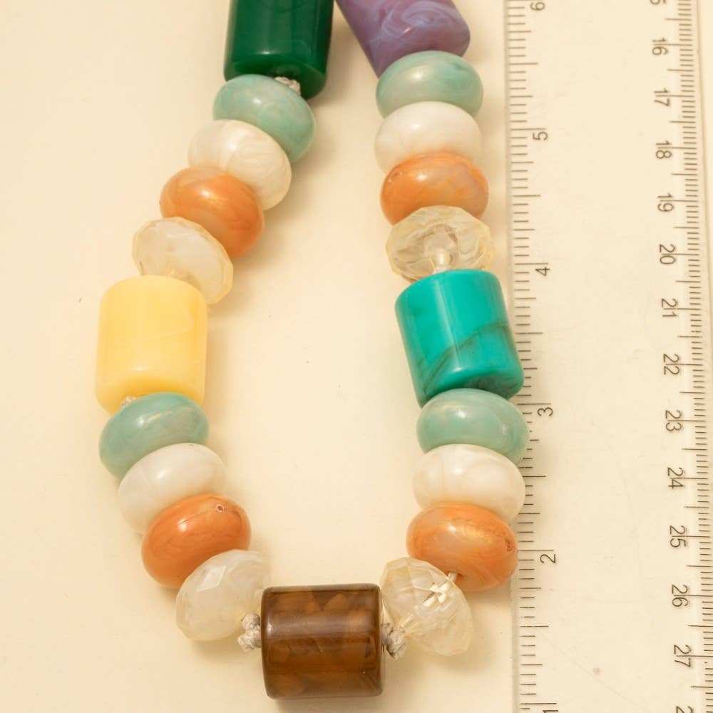 Large Marble Resin Beaded Necklace