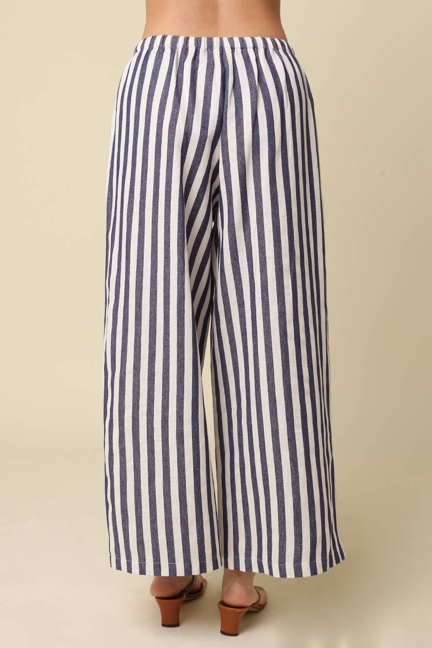 Cally Stripe Drawstring Wide-Leg Pants