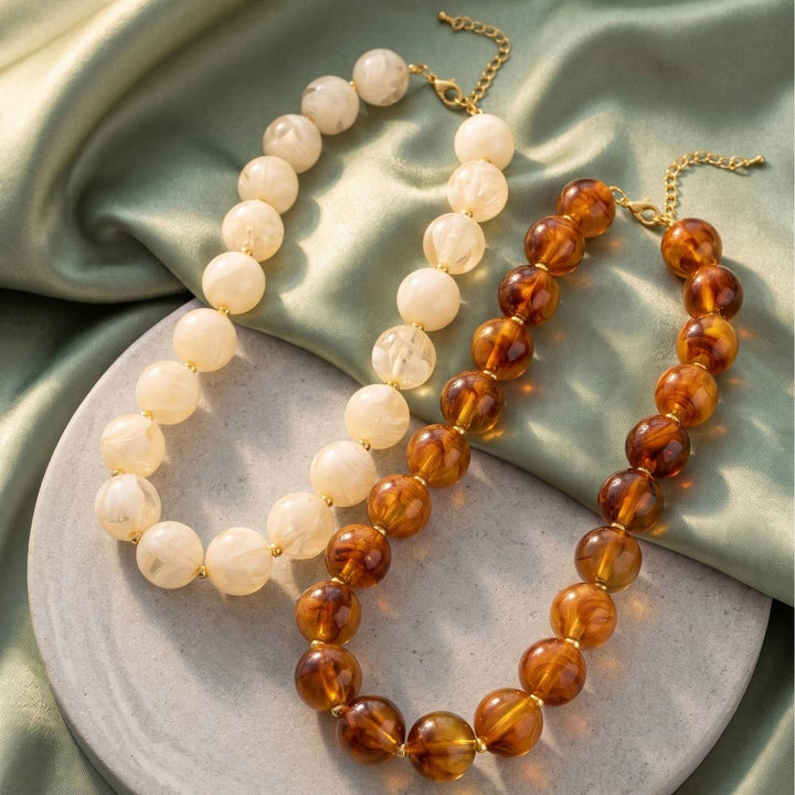 Chunky Round Bead Statement Necklace