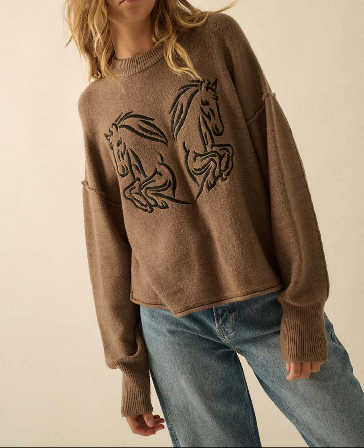 Kelsey Embroidered Horses Sweater