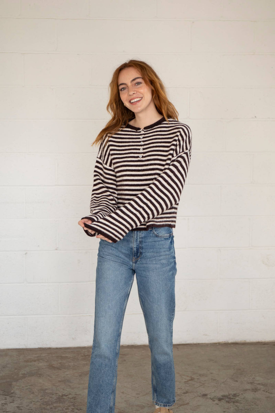 Piper Striped Henley Pullover