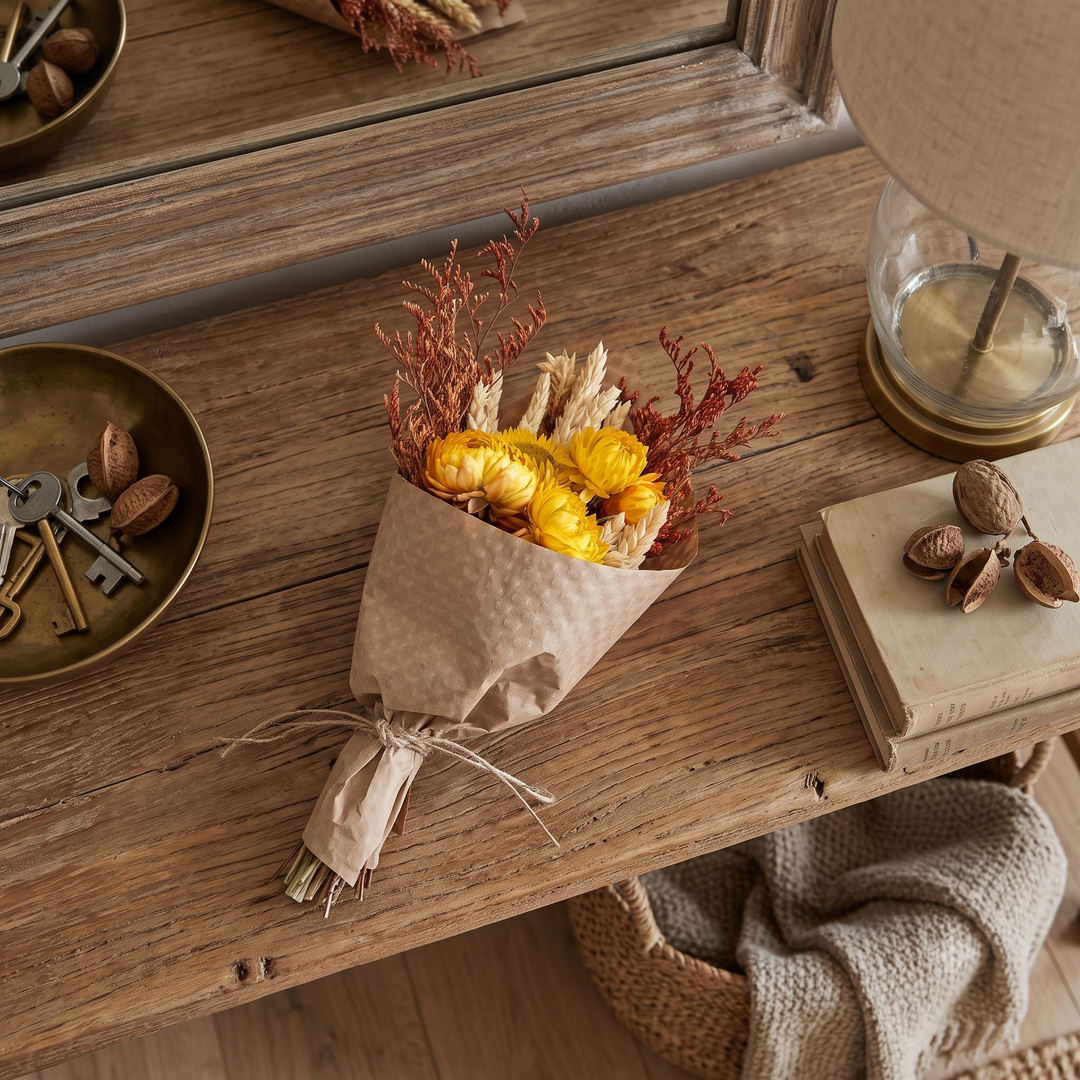 Harvest Wheat and Sundrenched Strawflower Bouquet