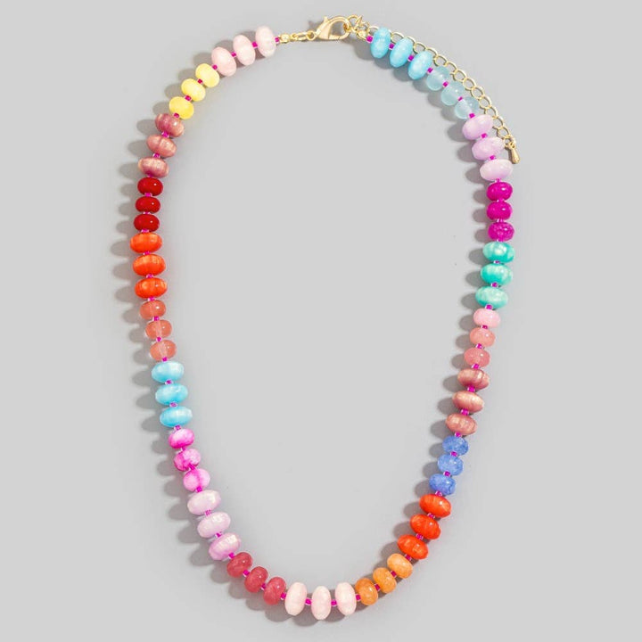 Mixed Glass Disc Beaded Necklace